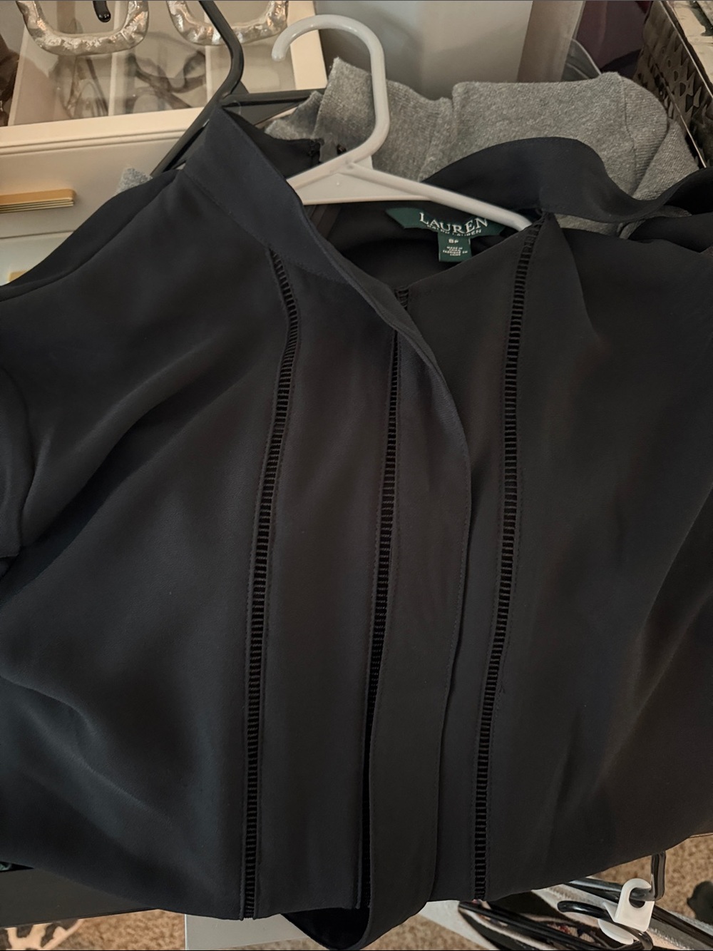 Lauren Ralph Lauren Black Split-Trim Blouse